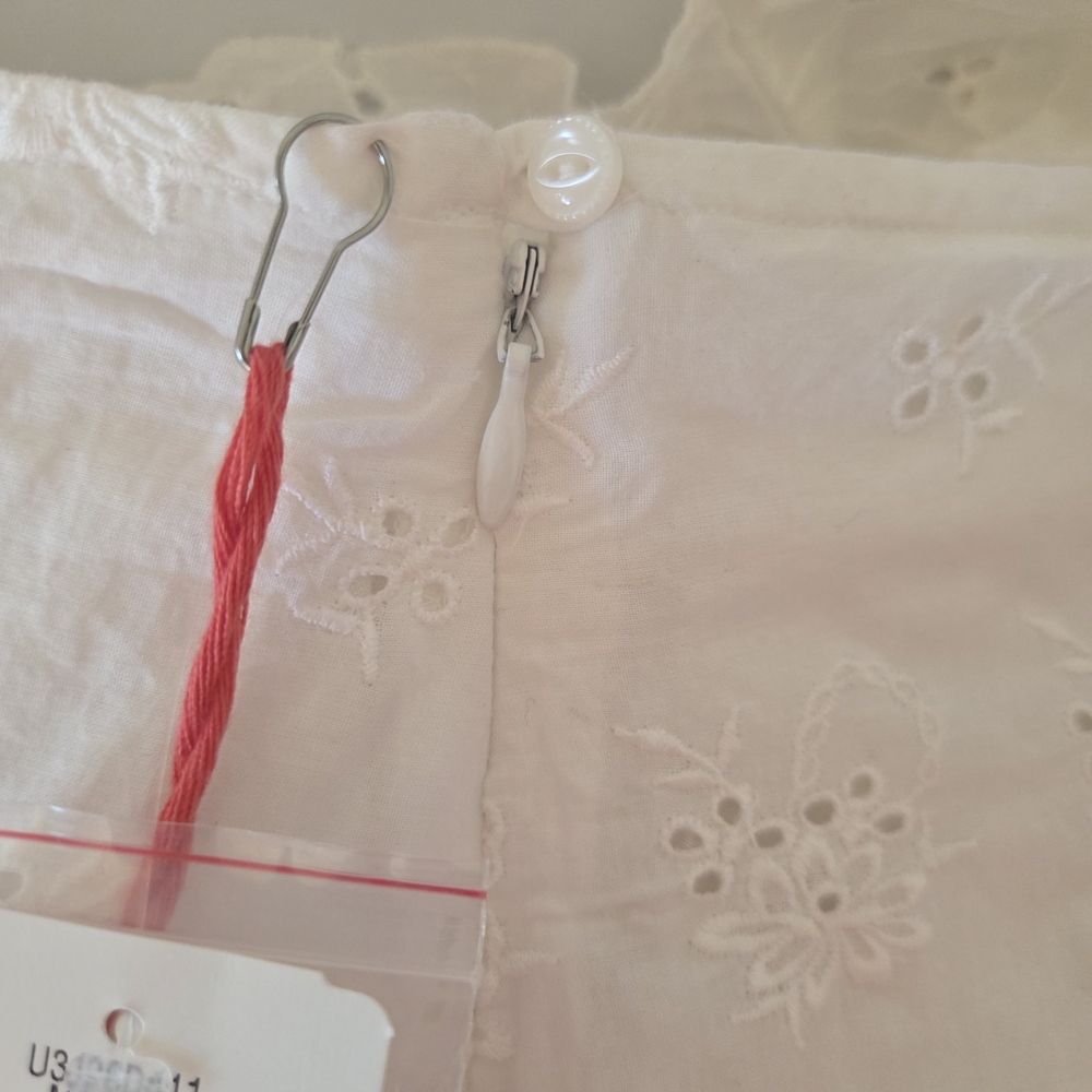 Ralph Lauren White Eyelet Lace Skirt 100% Cotton Knee Length Zipper Closure Sz8 - Picture 12 of 15